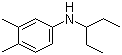 structure of CAS# 56038-89-2, N-(1-Ethylpropyl)-3,4-dimethylaniline
