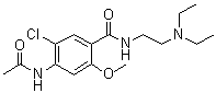 structure of CAS# 5608-13-9, N-[2-(二乙基氨基)乙基]-2-甲氧基-4-乙酰氨基-5-氯苯甲酰胺
