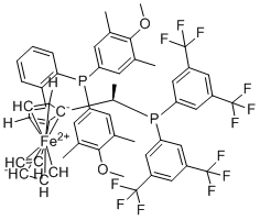 CAS # 565184-34-1, (1S)-1-[(1R)-1-[bis[3,5-bis(trifluoromethyl)phenyl]phosphino]ethyl]-2-[2-[bis(4-methoxy-3,5-dimethylphenyl)phosphino]phenyl]ferrocene