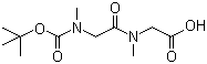 structure of CAS# 56612-14-7, 2-(2-((tert-Butoxycarbonyl)(methyl)amino)-N-methylacetamido)acetic acid