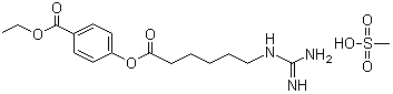 CAS # 56974-61-9, Gabexate mesylate, 4-[[6-[(Aminoiminomethyl)amino]-1-oxohexyl]oxyl]benzoic acid ethyl ester mesylate salt, Megacart