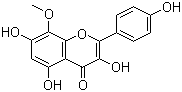 CAS # 571-74-4, 8-Methoxykaempferol, Sexangularetin, 8-Methylherbacetin, Herbacetin 8-methyl ether, 3,5,7-Trihydroxy-2-(4-hydroxyphenyl)-8-methoxy-4H-1-benzopyran-4-one