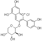 structure of CAS# 57186-11-5, 矢车菊素 3-阿拉伯糖苷