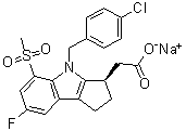 CAS 登录号：572874-50-1, (3R)-4-[(4-氯苯基)甲基]-7-氟-1,2,3,4-四氢-5-(甲基磺酰基)-环戊二烯并[b]吲哚-3-乙酸钠盐