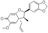 structure of CAS# 57457-99-5, (2R,3S,3aS)-2-(1,3-苯并二氧戊环-5-基)-3,3a-二氢-5-甲氧基-3-甲基-3a-(2-丙烯-1-基)-6(2H)-苯并呋喃酮