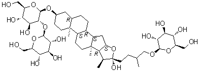 CAS # 57944-18-0, Officinalisnin I, (3beta,5beta,22alpha)-26-(beta-D-Glucopyranosyloxy)-22-hydroxyfurostan-3-yl 2-O-beta-D-glucopyranosyl-beta-D-glucopyranoside