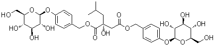 CAS # 58139-23-4, Militarine, [(2R)-2-Hydroxy-2-(2-methylpropyl)-1,4-dioxo-1,4-butanediyl]bis(oxymethylene-4,1-phenylene) bis-beta-D-glucopyranoside, Militarin