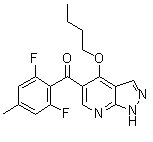 structure of CAS# 582315-72-8, (4-丁氧基-1H-吡唑并[3,4-b]吡啶-5-基)(2,6-二氟-4-甲基苯基)-甲酮