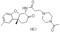 CAS # 58323-10-7, (4alpha,4abeta,9bbeta)-4-Acetyl-N-(1,2,3,4,4a,9b-hexahydro-8,9b-dimethyl-3-oxo-4-dibenzofuranyl)-1-piperazinepropanamide monohydrochloride