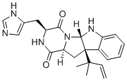 CAS # 58735-66-3, Roquefortine D, 10b-(1,1-dimethyl-2-propen-1-yl)-6,10b,11,11a-tetrahydro-3-(1H -imidazol-2H -Pyrazino[1',2':1,5]pyrrolo[2,3-b ]indole-1,4(3H ,5aH )-dione
