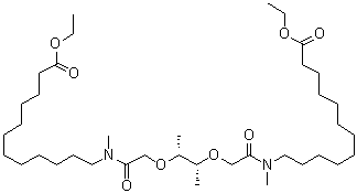 structure of CAS# 58801-34-6, (-)-(R,R)-N,N'-[Bis(11-ethoxycarbonyl)undecyl]-N,N',4,5-tetramethyl-3,6-dioxooctanediamide