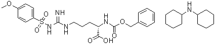 structure of CAS# 58810-11-0, N5-[亚氨基[对甲氧基苯磺酰胺基]甲基]-N2-[苄氧羰基]-L-鸟氨酸(二环己基胺)盐
