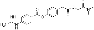 CAS 登录号：59721-28-7, 卡莫司他, 2-(二甲基氨基)-2-氧代乙基 4-(4-胍基苯甲酰氧基)苯乙酸酯