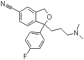CAS 登录号：59729-33-8, 西酞普兰, 1-[3-(二甲氨基)丙基]-1-(4-氟苯基)-1,3-二氢-5-异苯并呋喃甲腈