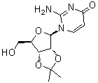 structure of CAS# 5975-05-3, 2-氨基-1-[2,3-O-(异丙亚基)-beta-D-呋喃核糖基]-4(1H)-嘧啶酮