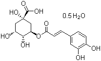 CAS # 6001-76-9, Chlorogenic acid hemihydrate, 3-O-(3,4-Dihydroxycinnamoyl)-D-quinic acid hemihydrate