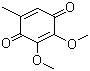 CAS # 605-94-7, 2,3-Dimethoxy-5-methyl-p-benzoquinone, 2,3-Dimethoxy-5-methyl-2,5-cyclohexadiene-1,4-dione, 2,3-Dimethoxy-5-methyl-1,4-benzoquinone, 2,3-Dimethoxy-5-methylbenzoquinone