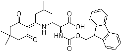 structure of CAS# 607366-20-1, Fmoc-3-[[1-(4,4-Dimethyl-2,6-dioxocyclohexylidene)-3-methylbutyl]amino]-L-alanine