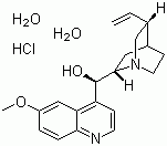 CAS # 6119-47-7, Quinine hydrochloride dihydrate, (R)-(5-Ethenyl-1-azabicyclo[2.2.2]octan-7-yl)-(6-methoxyquinolin-4-yl)methanol dihydrate hydrochloride