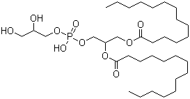 CAS # 61361-72-6, Dimyristoylphosphatidylglycerol, DMPG, Tetradecanoic acid 1-((((2,3-dihydroxypropoxy)hydroxyphosphinyl)oxy)methyl)-1,2-ethanediyl ester, [1-(2,3-Dihydroxypropoxyhydroxyphosphoryl)oxy-3-tetradecanoyloxypropan-2-yl]