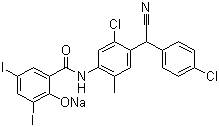 structure of CAS# 61438-64-0, Closantel sodium