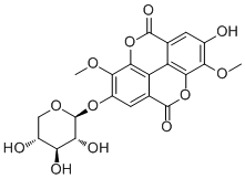 structure of CAS# 62218-23-9, 3,3'-二-O-甲基-4-O-(beta-D-吡喃木糖基)鞣花酸