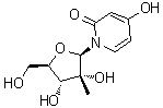 structure of CAS# 622379-93-5, 4-羟基-1-(2-C-甲基-beta-D-呋喃核糖基)-2(1H)-吡啶酮