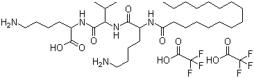CAS 登录号：623172-56-5, N2-(1-氧代十六烷基)-L-赖氨酰-L-缬氨酰-L-赖氨酸 2,2,2-三氟乙酸盐 (1:2)