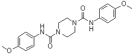 CAS # 6276-41-1, N1,N4-Bis(4-methoxyphenyl)-1,4-piperazinedicarboxamide, 1,4-Piperazinedicarbox-p-anisidide, NSC 36317