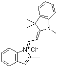 CAS # 6291-25-4, 1-[2-(1,3-Dihydro-1,3,3-trimethyl-2H-indol-2-ylidene)ethylidene]-2-methyl-1H-indolium chloride, NSC 4431