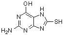 structure of CAS# 6324-72-7, 2-Amino-6-hydroxy-8-mercaptopurine