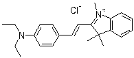 CAS # 6359-45-1, Basic Violet 16, Astra Violet 3R, Astra Violet 3R Extra, Astrazon Red Violet 3R, Astrazon Red Violet 3RN, Astrazon Violet 3R, Basacryl Brilliant Red BG, 2-[2-[4-(Diethylamino)phenyl]ethenyl]-1,3,3-trimethyl3H-indolium chloride