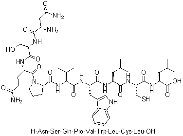 CAS 登录号：636114-25-5, L-天冬氨酰胺酰-L-丝氨酰-L-谷氨酰胺酰-L-脯氨酰-L-缬氨酰-L-色氨酰-L-亮氨酰-L-半胱氨酰-L-亮氨酸