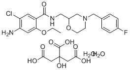 structure of CAS# 636582-62-2, 莫沙必利柠檬酸盐二水合物
