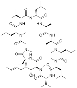 CAS # 63798-73-2, Cyclosporin E, (3S,6R,9S,12S,15S,18S,24S,27S,30S,33S)-24-ethyl-27-[(E,1R,2R)-1-hydroxy-2-methylhex-4-enyl]-1,4,6,9,13,19,22,28-octamethyl-3,12,18,33-tetrakis(2-methylpropyl)-15,30-di(propan-2-yl)-1,4,7,10,13,16,19,22,25,28,31-undecazacyclotritriacontane-2,5,8,11,14,17,20,23,26,29,32-undecone