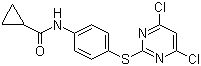 structure of CAS# 639090-53-2, N-[4-[(4,6-二氯-2-嘧啶基)硫代)苯基]环丙甲酰胺
