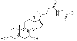 structure of CAS# 640-79-9, 3alpha,7alpha-Dihydroxy-N-(carboxymethyl)-5beta-cholan-24-amide