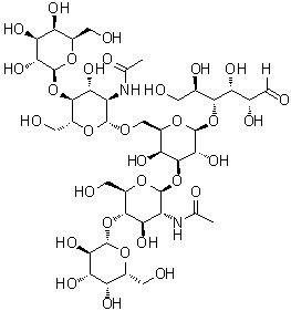CAS # 64003-52-7 (36824-93-8), O-beta-D-Galactopyranosyl-(1→4)-O-2-(acetylamino)-2-deoxy-beta-D-glucopyranosyl-(1→3)-O-[O-beta-D-galactopyranosyl-(1→4)-2-(acetylamino)-2-deoxy-beta-D-glucopyranosyl-(1→6)]-O-beta-D-galactopyranosyl-(1→4)-D-glucose, Lacto-N-neohexaose