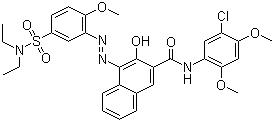 CAS 登录号：6410-41-9, 颜料红 5, N-(5-氯-2,4-二甲氧基苯基)-4-[[5-[(二乙基氨基)磺酰基]-2-甲氧基苯基]偶氮]-3-羟基-2-萘甲酰胺