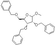 structure of CAS# 64363-77-5, 甲基 2,3,5-三-O-苄基-D-呋喃核糖苷