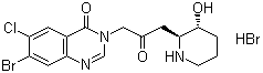 CAS # 64924-67-0, Halofuginone hydrobromide, 7-Bromo-6-chloro-3-[3-[(2S,3R)-3-hydroxypiperidin-2-yl]-2-oxopropyl]quinazolin-4-one hydrobromide