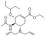 CAS 登录号：651324-09-3, (3R,4R,5S)-4-N-乙酰氨基-5-N,N-二烯丙基氨基-3-(1-乙基丙氧基)-1-环己烯-1-羧酸乙酯