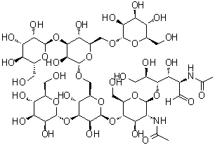 structure of CAS# 66091-47-2, O-alpha-D-Mannopyranosyl-(1→3)-O-[O-alpha-D-mannopyranosyl-(1→3)-O-[alpha-D-mannopyranosyl-(1→6)]-alpha-D-mannopyranosyl-(1→6)]-O-beta-D-mannopyranosyl-(1→4)-O-2-(acetylamino)-2-deoxy-beta-D-glucopyranosyl-(1→4)-2-(acetylamino)-2-deoxy-D-glucose