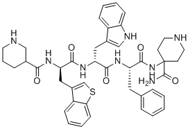 CAS # 661472-41-9, Relamorelin, 4-[[(2S)-2-[[(2R)-2-[[(2R)-3-(1-benzothiophen-3-yl)-2-(piperidine-3-carbonylamino)propanoyl]amino]-3-(1H-indol-3-yl)propanoyl]amino]-3-phenylpropanoyl]amino]piperidine-4-carboxamide