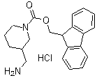 structure of CAS# 669713-56-8, 3-(Aminomethyl)-1-piperidinecarboxylic acid 9H-fluoren-9-ylmethyl ester hydrochloride