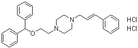 CAS 登录号：67469-75-4, 1-[2-(二苯基甲氧基)乙基]-4-(3-苯基-2-丙烯基)哌嗪二盐酸盐