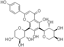 CAS # 677021-30-6, 6-alpha-L-Arabinopyranosyl-5,7-dihydroxy-2-(4-hydroxyphenyl)-8-beta-D-xylopyranosyl-4H-1-benzopyran-4-one, 6-C-alpha-L-Arabinopyranosyl-8-C-beta-D-xylopyranosylapigenin