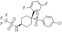 CAS # 677772-84-8, N-[cis-4-[(4-Chlorophenyl)sulfonyl]-4-(2,5-difluorophenyl)cyclohexyl]-1,1,1-trifluoromethanesulfonamide, MRK 560