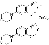 structure of CAS# 67801-08-5, 2-Methoxy-4-morpholinobenzenediazonium chloride zinc chloride double salt