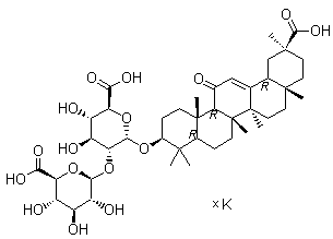 CAS # 68039-19-0, Potassium glycyrrhizinate, (3beta,20beta)-20-carboxy-11-oxo-30-norolean-12-en-3-yl 2-O-beta-D-glucopyranuronosyl-alpha-D-glucopyranosiduronic acid potassium salt (1:?)